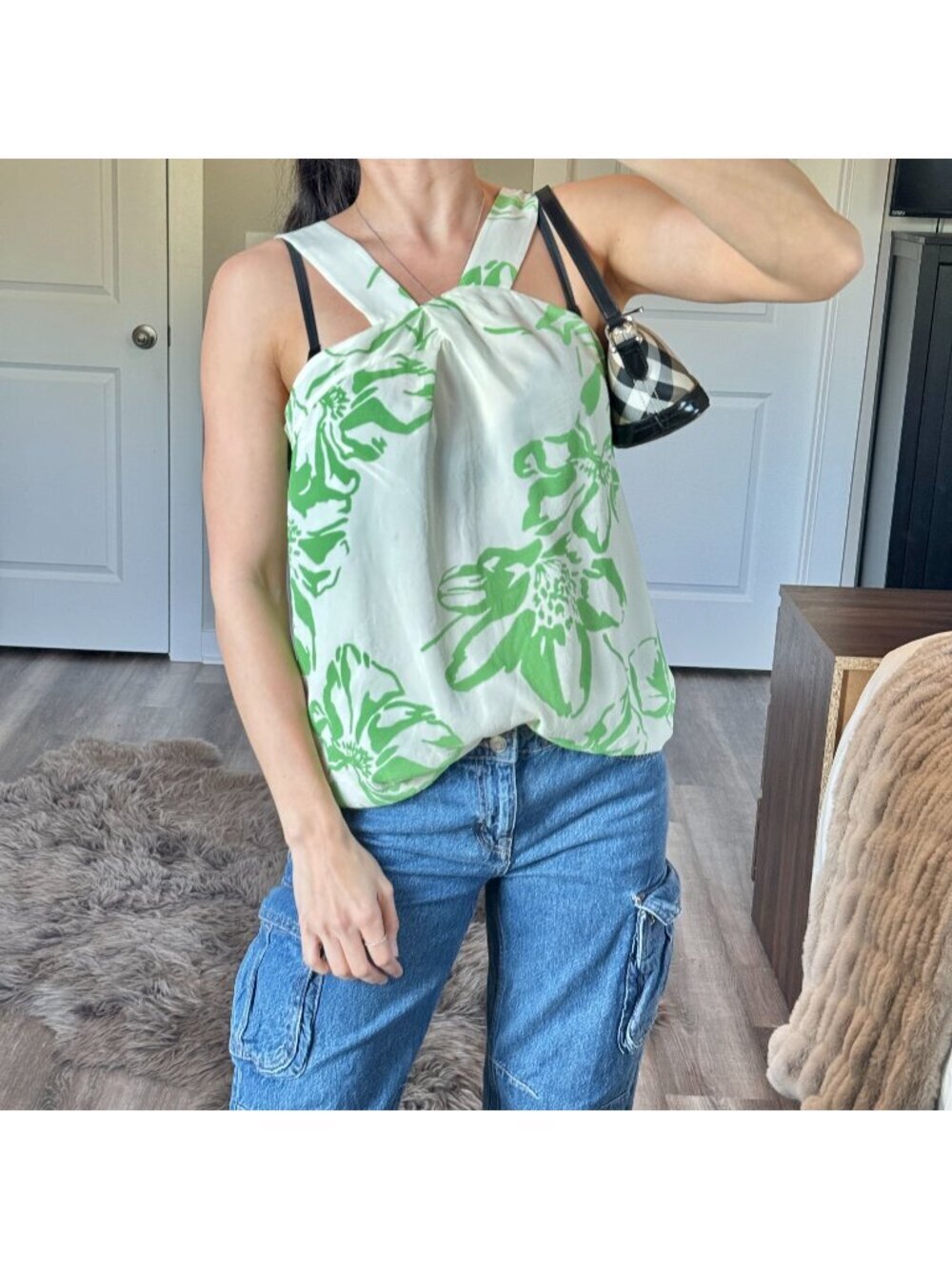 Y2K Floral Coquette Banana Republic Silk Top Womens Medium Summer Resortwear